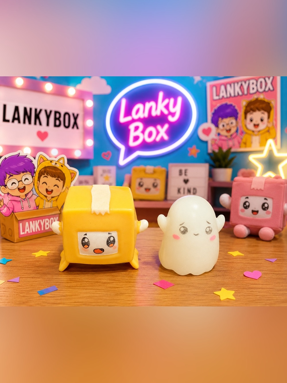 LankyBox Boxy & Ghost Squishy Toy Set Kawaii Stress Relief Collectibles